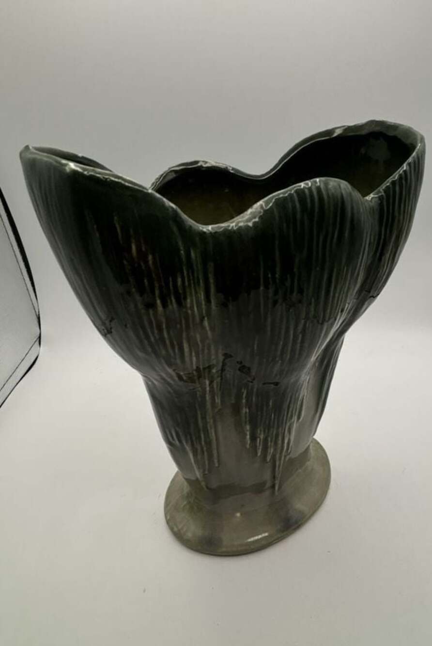 Vintage McCoy USA Green Drip Glaze Ceramic Vase